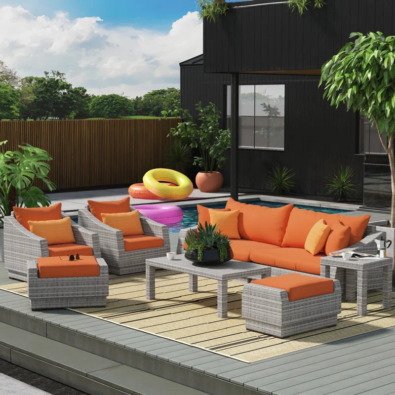 Fionnula 7 Piece Wicker Rattan Sofa Seating Group with Sunbrella Cushions