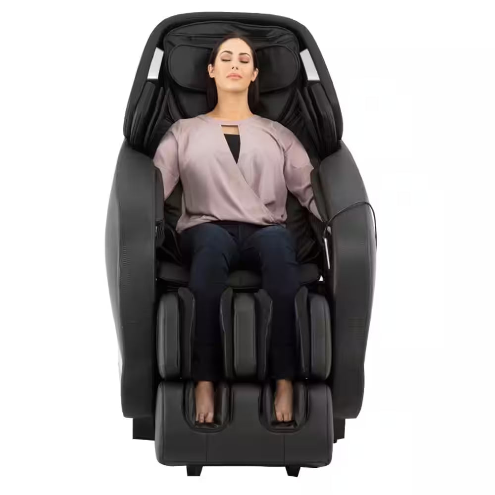 Jupiter XL Series Black Faux Leather Reclining 3D Massage Chair with 3D L-Track, Bluetooth Speakers, XL Height Capacity