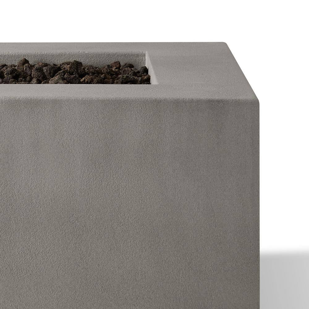 Matteau Low 60 In. L X 12 In. H Outdoor Rectangular Concrete Composite Propane Fire Table in Flint with Vinyl Cover
