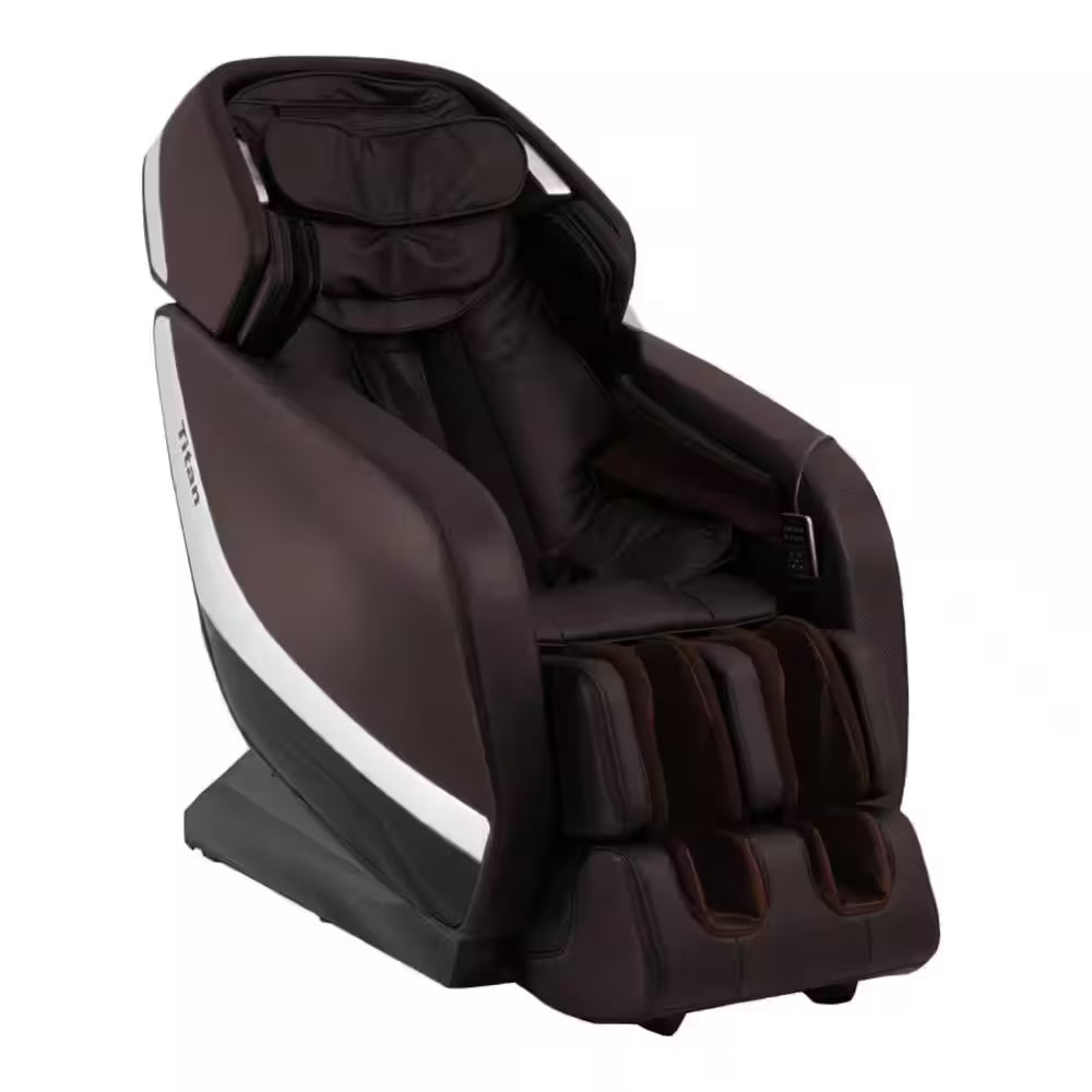 Jupiter XL Series Brown Faux Leather Reclining 3D Massage Chair with 3D L-Track, Bluetooth Speakers, XL Height Capacity