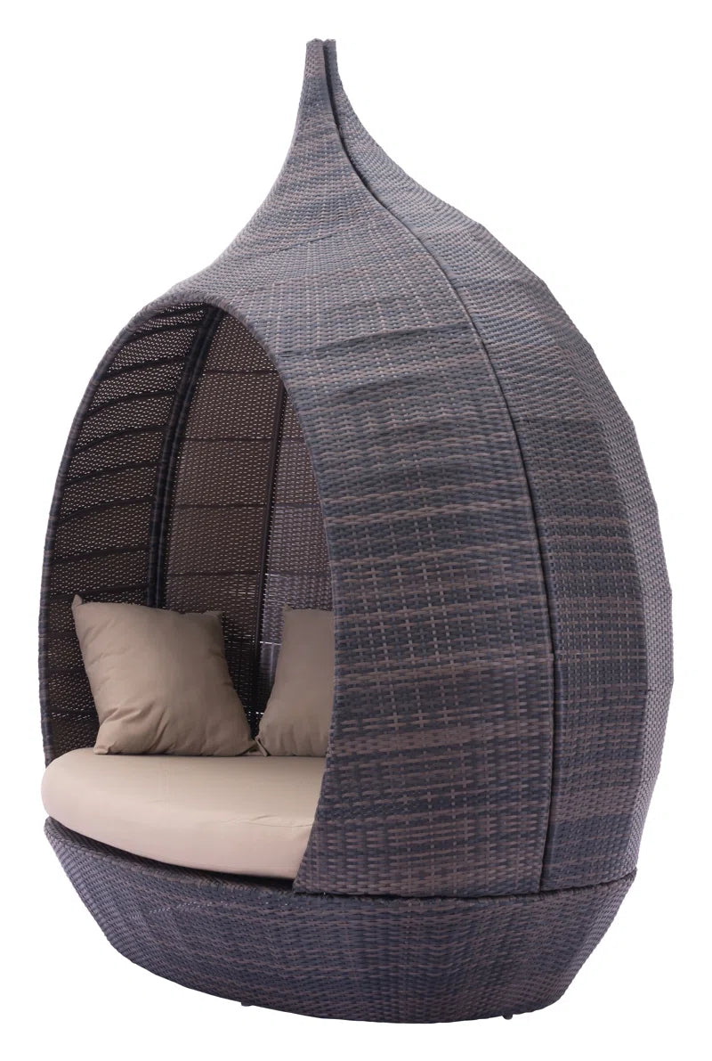 85.6'' Wide Wicker Patio Daybed with Cushions