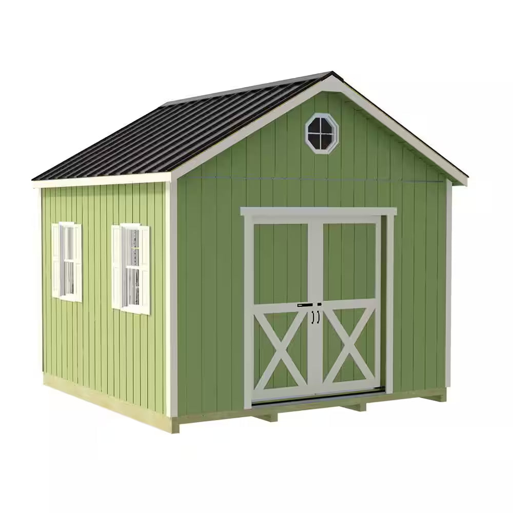 Backyard Basecamp 12 Ft. X 12 Ft. Wood Shed Kit with Space-Saving Sliding Doors and Fortressfloor