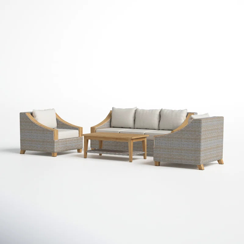 Carlton 4 Piece Rattan Sofa Seating Group with Sunbrella Cushions