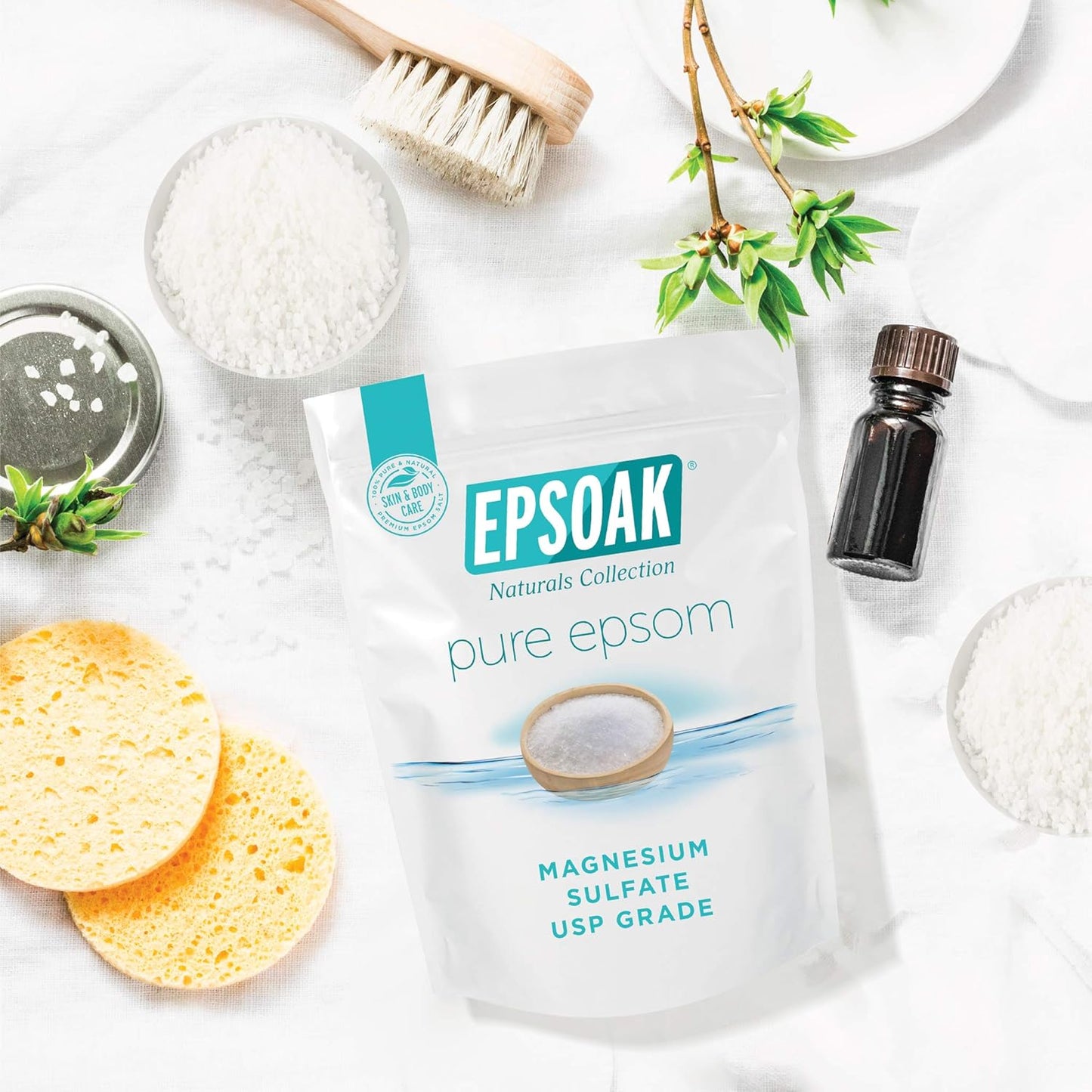 Epsom Salt – 10 Lb (Two 5 Lb Resealable Bags), Magnesium Sulfate USP, Unscented, Made in USA, Perfect for Bath, Spa, and Soaking