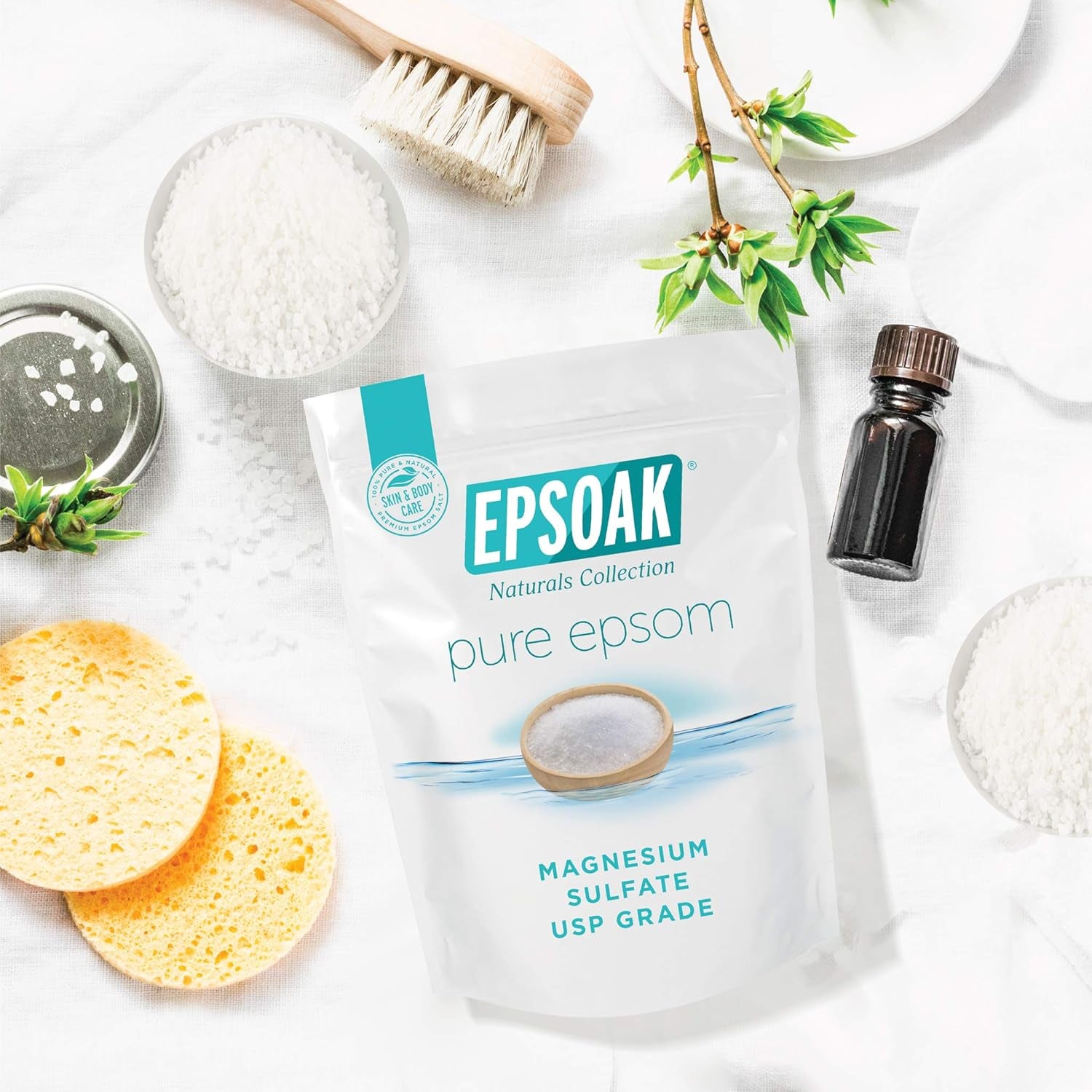 Epsom Salt – 10 Lb (Two 5 Lb Resealable Bags), Magnesium Sulfate USP, Unscented, Made in USA, Perfect for Bath, Spa, and Soaking