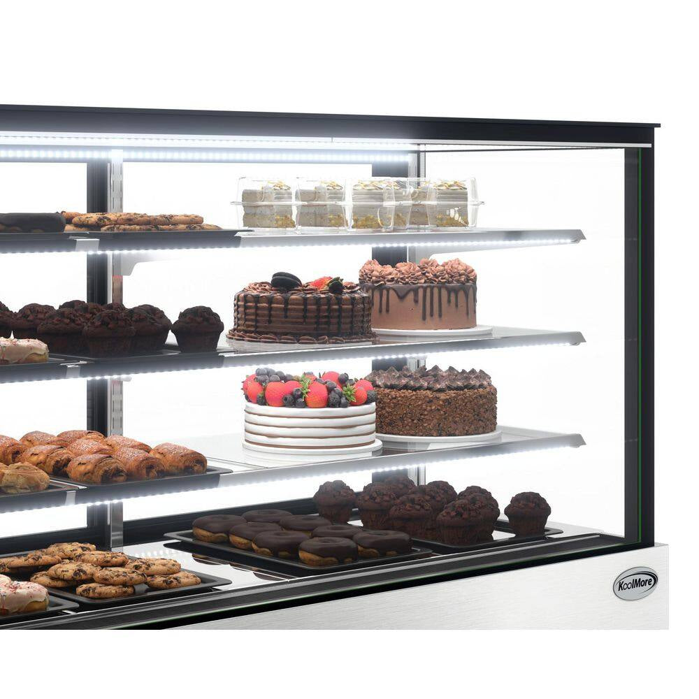 71 In. 30 Cu.Ft. Refrigerated Bakery Display Case Stainless Steel Glass Front
