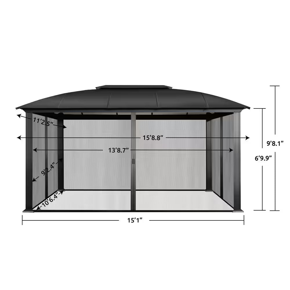 Siena 12 Ft. X 16 Ft. Aluminum Hard Top Gazebo with Sliding Screen