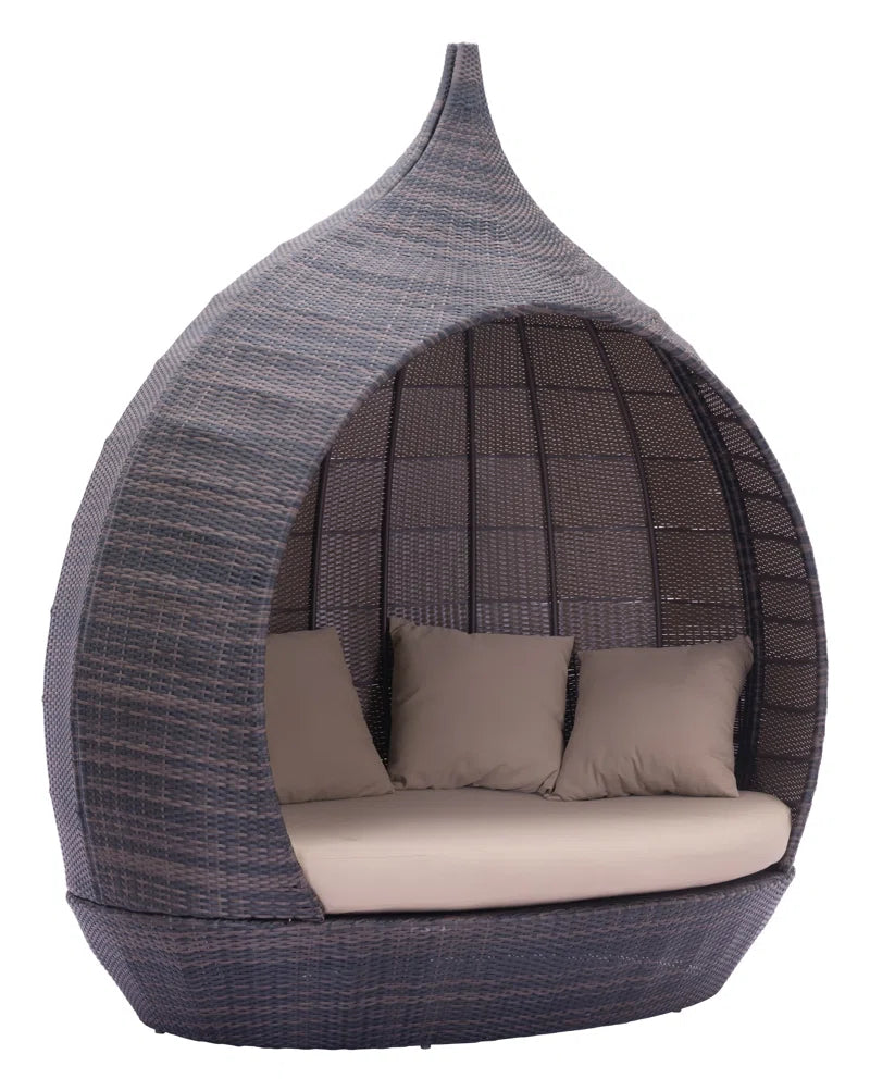 85.6'' Wide Wicker Patio Daybed with Cushions