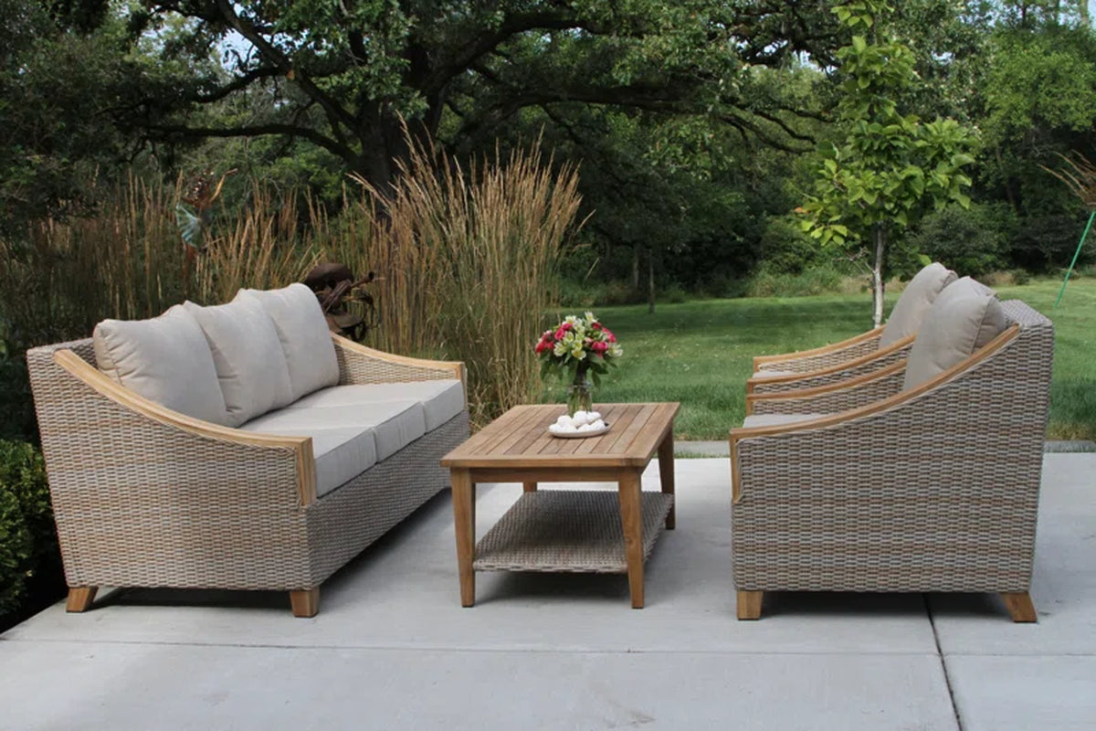 Carlton 4 Piece Rattan Sofa Seating Group with Sunbrella Cushions