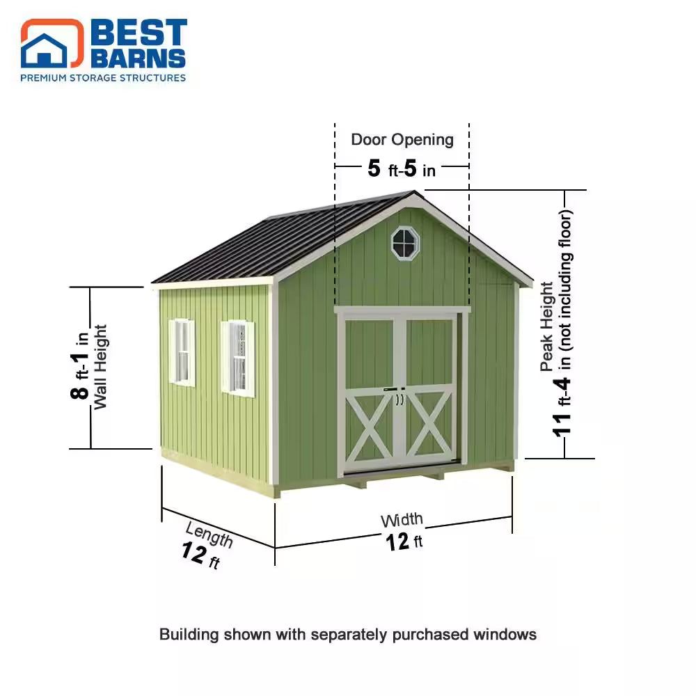 Backyard Basecamp 12 Ft. X 12 Ft. Wood Shed Kit with Space-Saving Sliding Doors and Fortressfloor