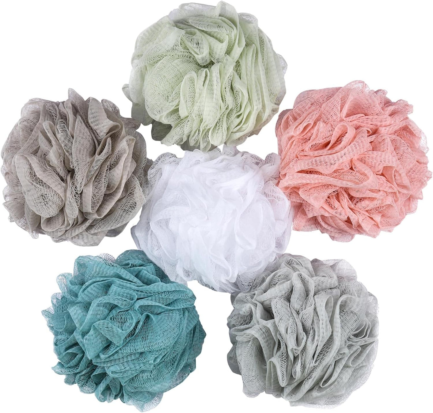 Premium Mesh Poufs (65G/Pcs) Bath Sponges Shower Loofahs Exfoliating Shower Puff - Great for Body Wash Pack of 4