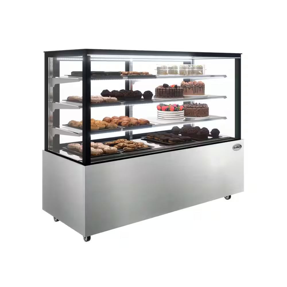 71 In. 30 Cu.Ft. Refrigerated Bakery Display Case Stainless Steel Glass Front