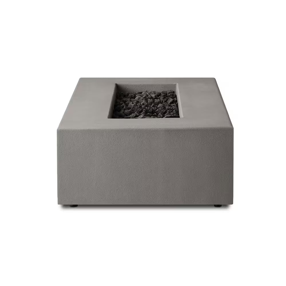 Matteau Low 60 In. L X 12 In. H Outdoor Rectangular Concrete Composite Propane Fire Table in Flint with Vinyl Cover