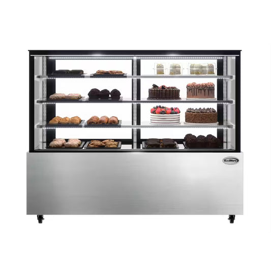 71 In. 30 Cu.Ft. Refrigerated Bakery Display Case Stainless Steel Glass Front