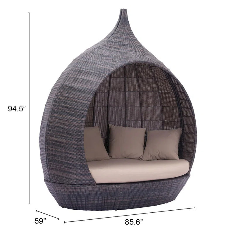 85.6'' Wide Wicker Patio Daybed with Cushions