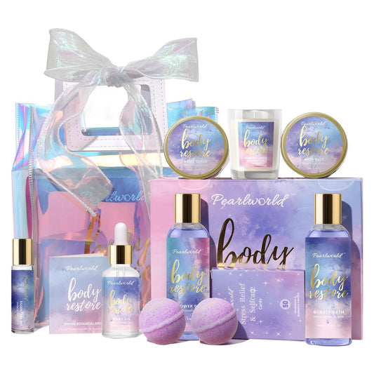 Spa Kit for Women, 12 Pcs Luxury Bath Skin Care Shower Bath Set, Spa Gift Sets with Reusable Bag, Bath Bomb, Christams Birthday Gifts for Teen Girls, Her, Mom