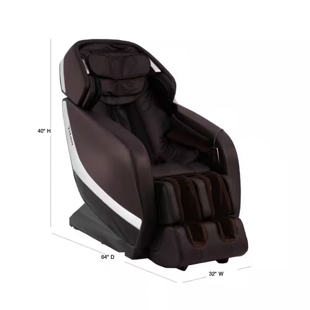 Jupiter XL Series Brown Faux Leather Reclining 3D Massage Chair with 3D L-Track, Bluetooth Speakers, XL Height Capacity