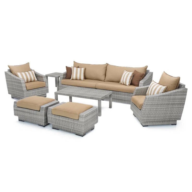 Fionnula 7 Piece Wicker Rattan Sofa Seating Group with Sunbrella Cushions