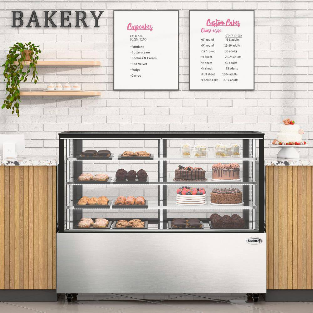 71 In. 30 Cu.Ft. Refrigerated Bakery Display Case Stainless Steel Glass Front