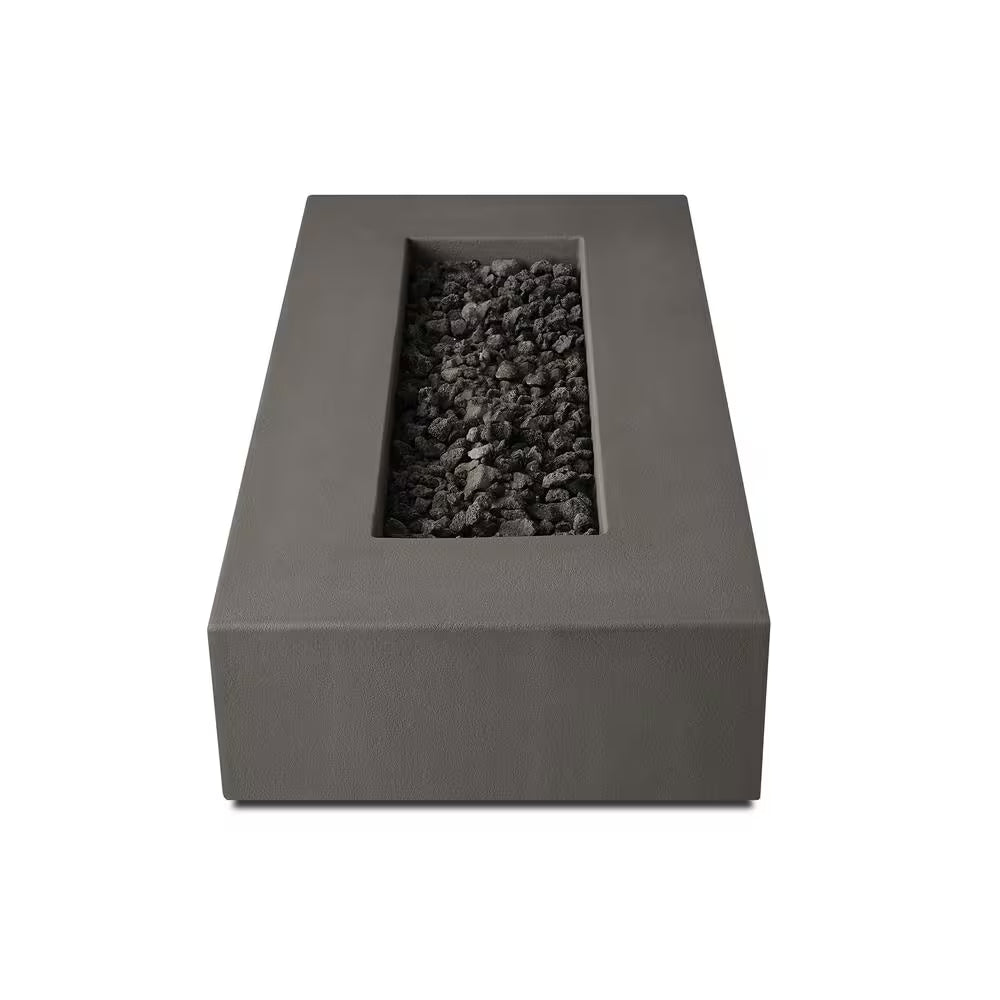 Matteau Low 60 In. L X 12 In. H Outdoor Rectangular Concrete Composite Propane Fire Table in Carbon with Vinyl Cover