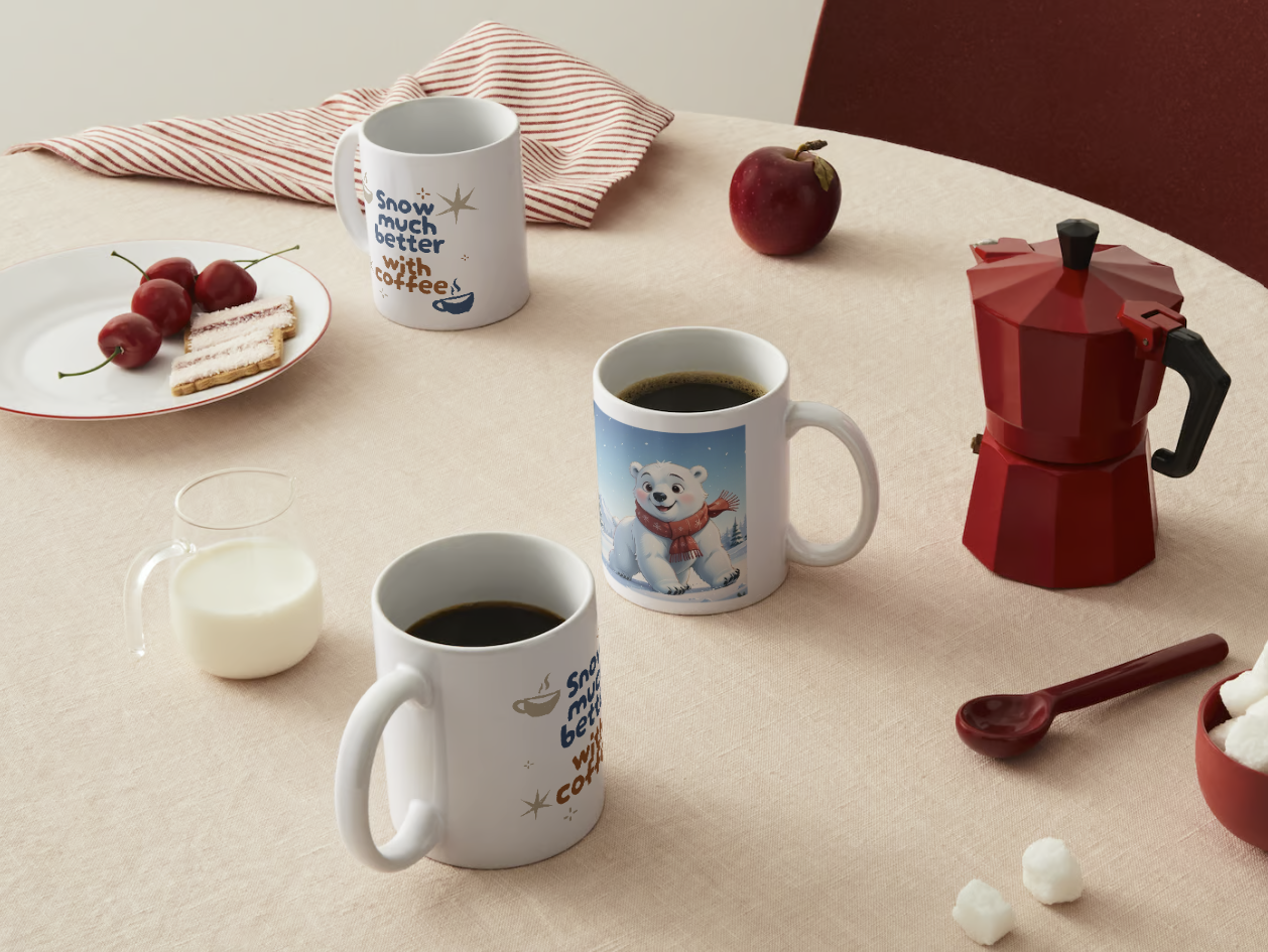 Snow Much Better with Coffee - Winter-Themed 11oz Ceramic Mug | BPA-Free, Durable, Perfect for Coffee, Tea, Hot Chocolate & Gifts.