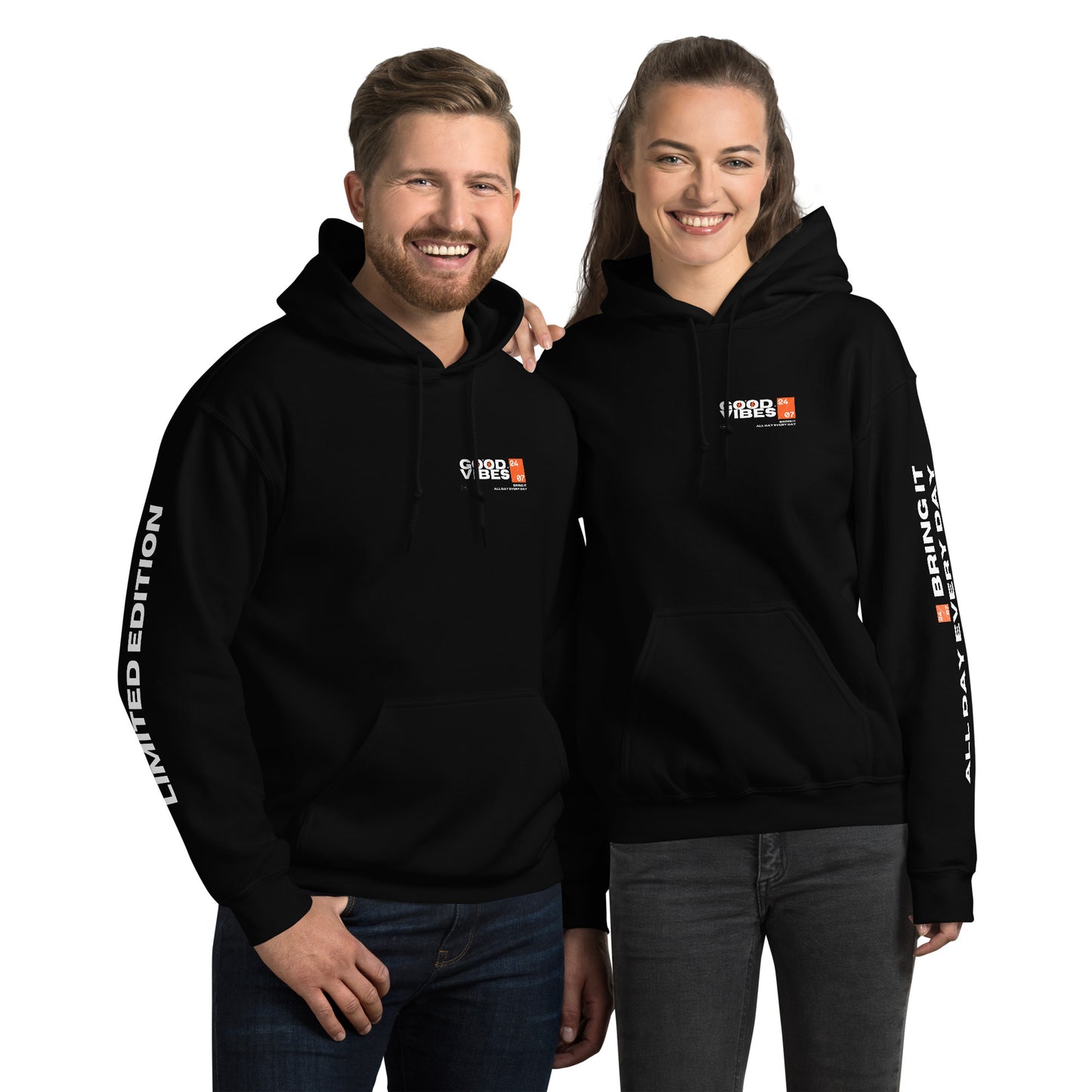 Good Vibes Basketball Hoodie | Unisex Graphic Streetwear Hoodie | Sports Style Limited Edition Sweatshirt Orange