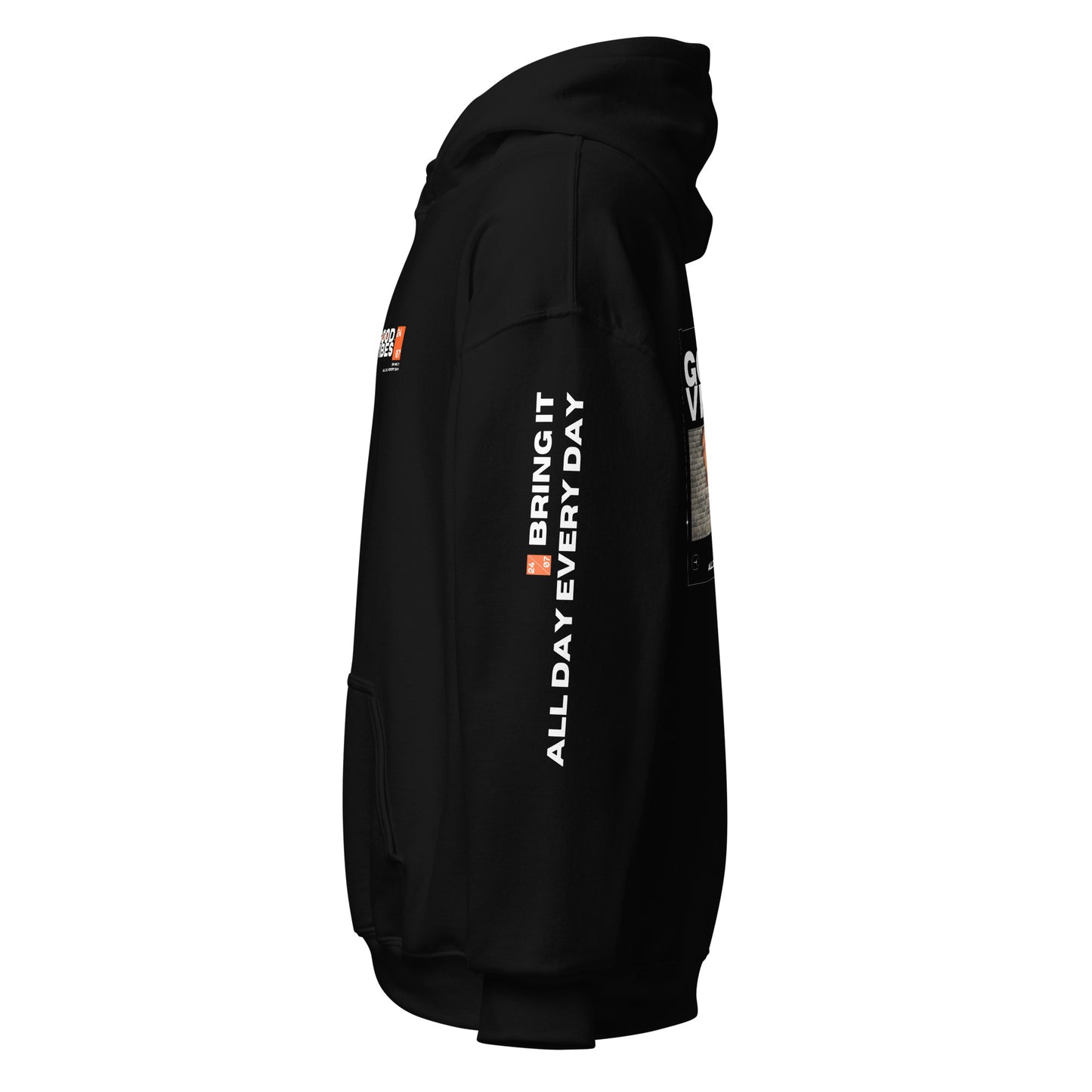 Good Vibes Basketball Hoodie | Unisex Graphic Streetwear Hoodie | Sports Style Limited Edition Sweatshirt Orange