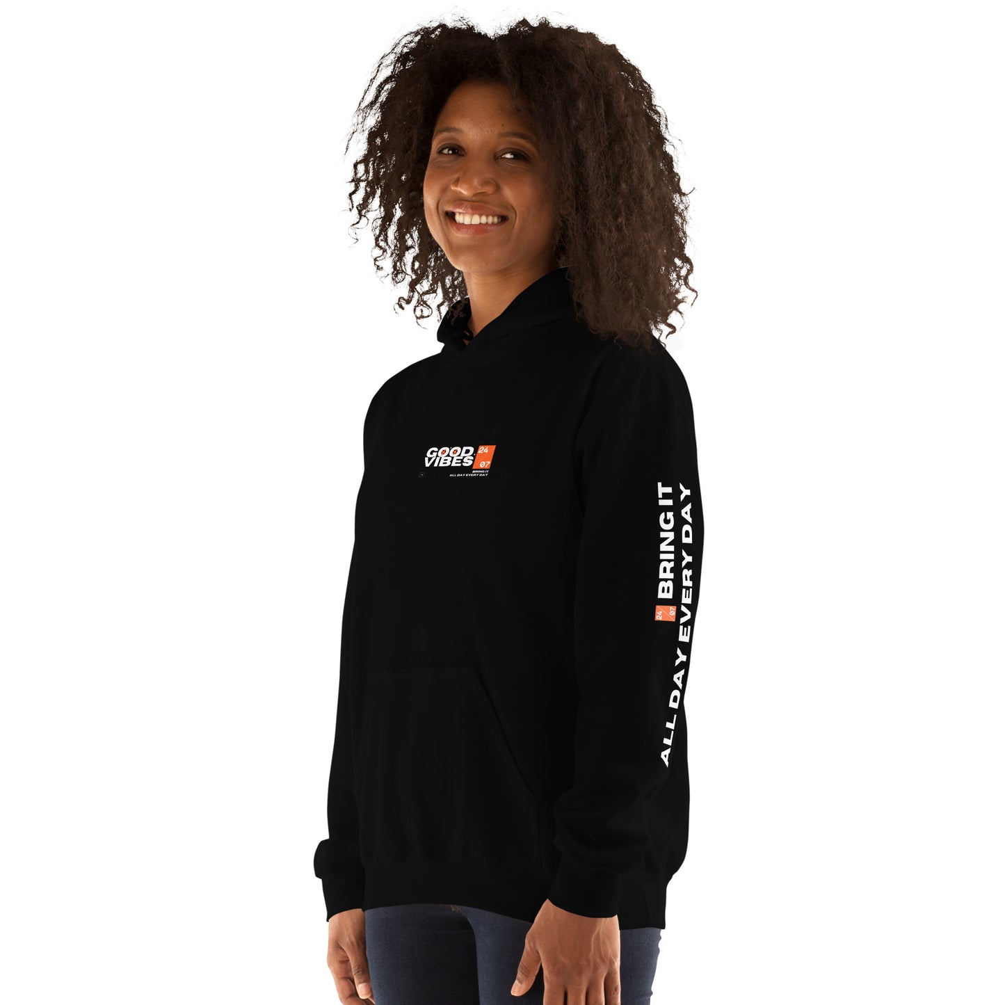 Good Vibes Basketball Hoodie | Unisex Graphic Streetwear Hoodie | Sports Style Limited Edition Sweatshirt Orange