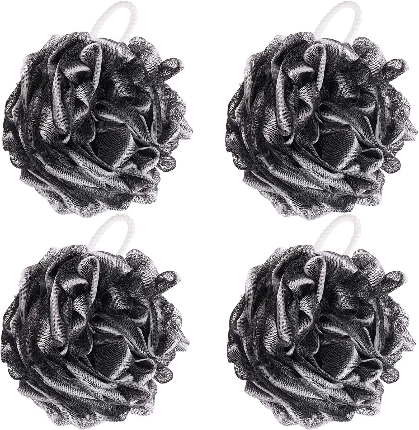 Premium Mesh Poufs (65G/Pcs) Bath Sponges Shower Loofahs Exfoliating Shower Puff - Great for Body Wash Pack of 4