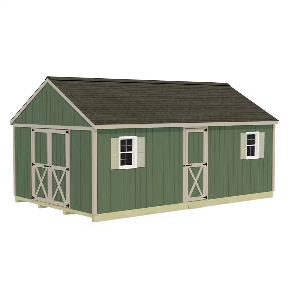 Shedquarters 12 Ft. X 20 Ft. Wood Shed Kit with Spacious Barn Doors and Extra Walk-In Door (240 Sq. Ft.)