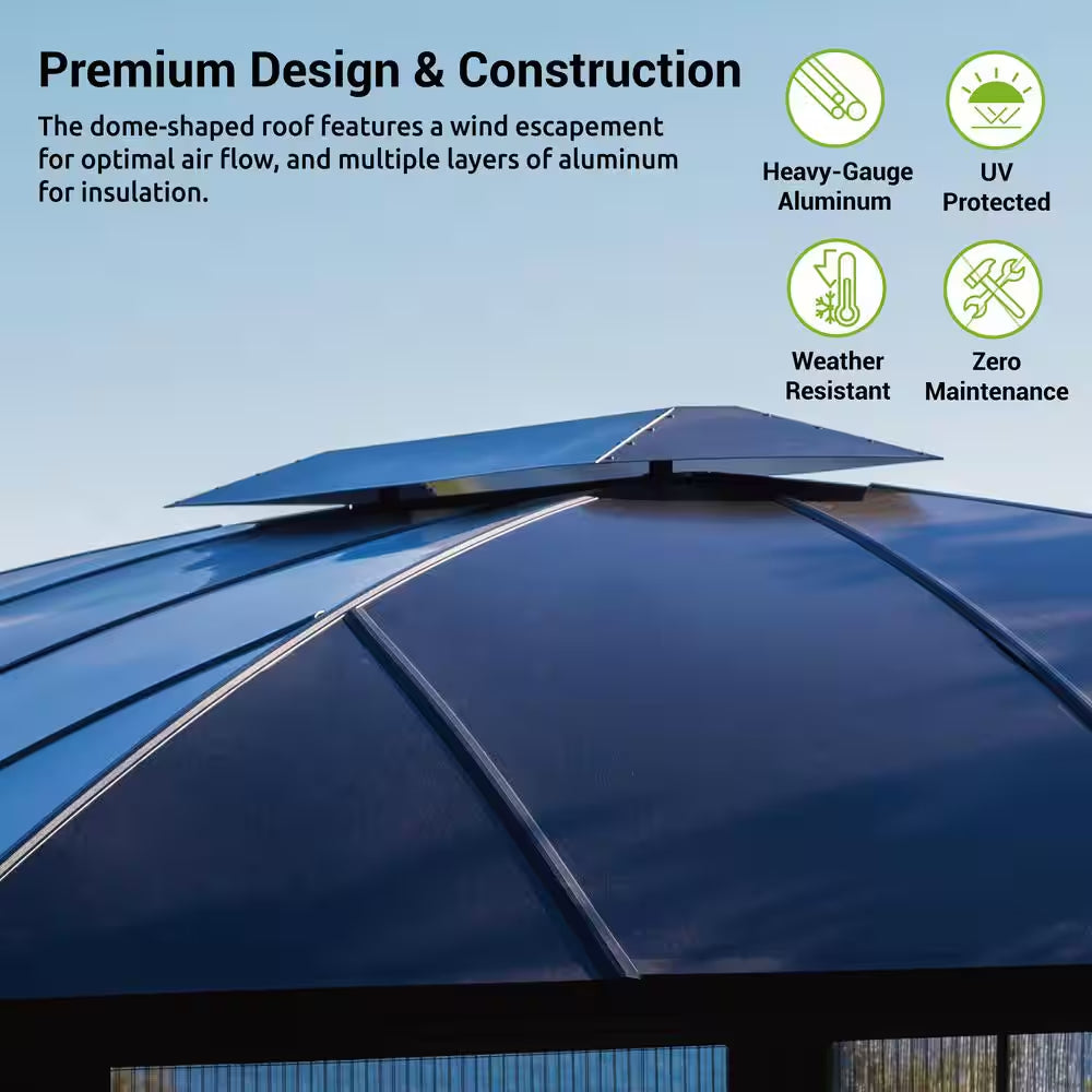 Siena 12 Ft. X 16 Ft. Aluminum Hard Top Gazebo with Sliding Screen