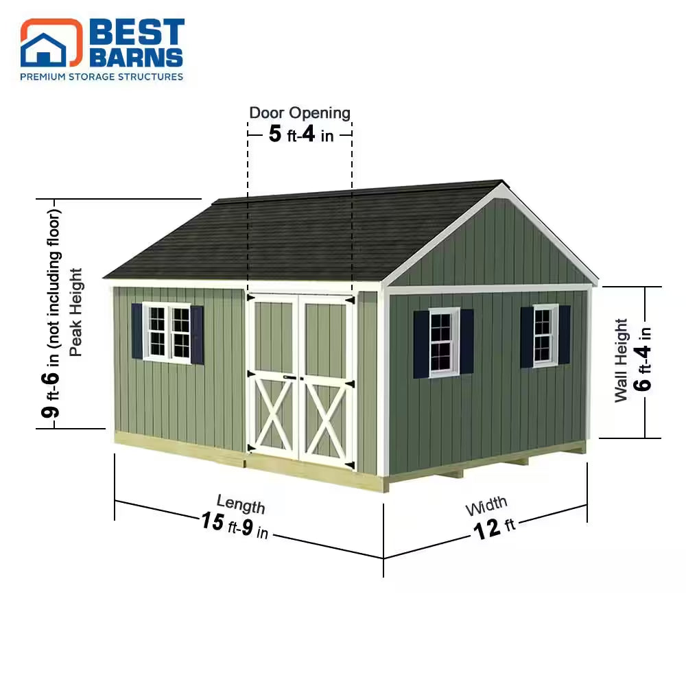 Crafter'S Connection 16 Ft. X 12 Ft. Wood Shed Kit with Spacious Barn Doors