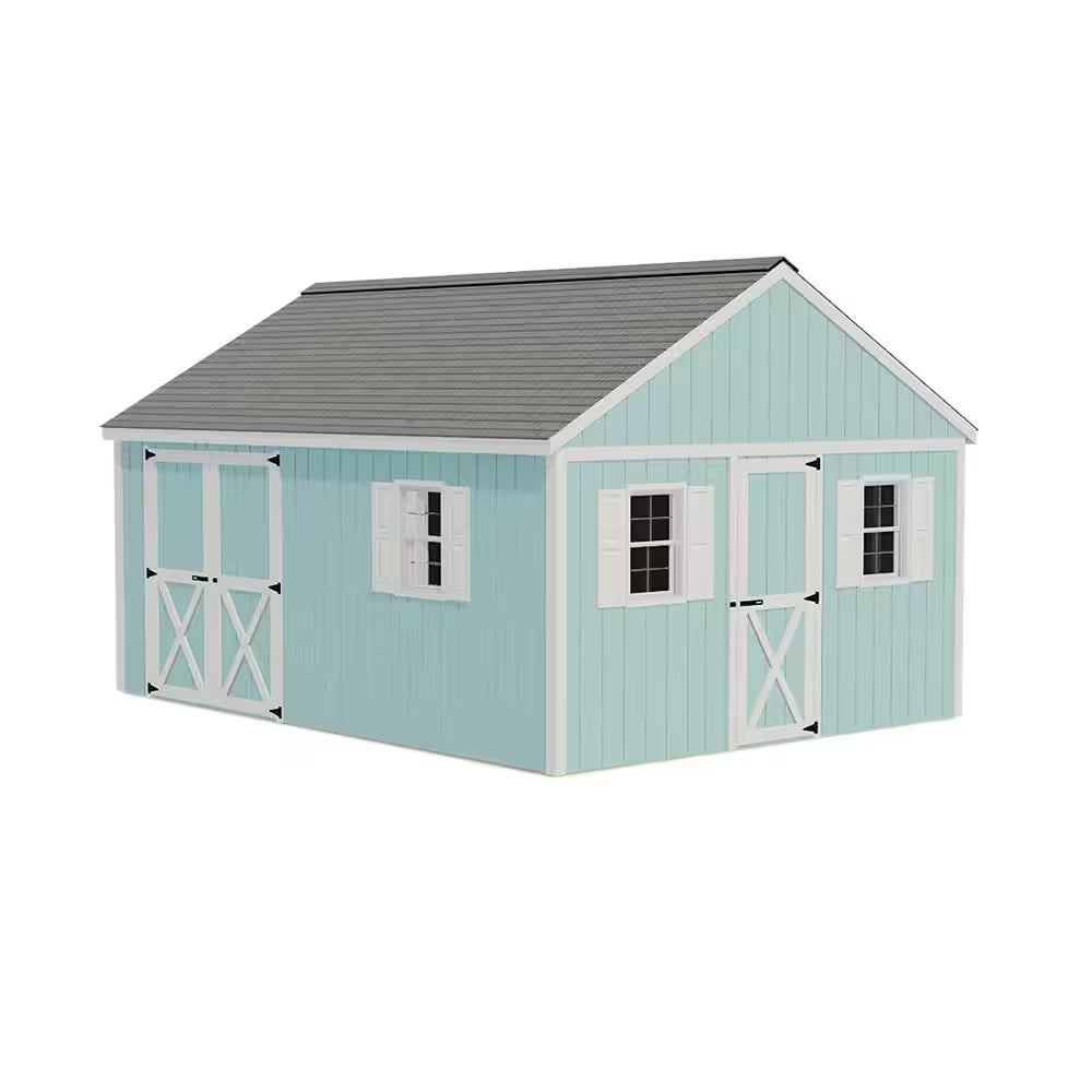 Crafter'S Connection 12 Ft. X 16 Ft. Wood Shed Kit with Spacious Barn Doors and Extra Walk-In Door