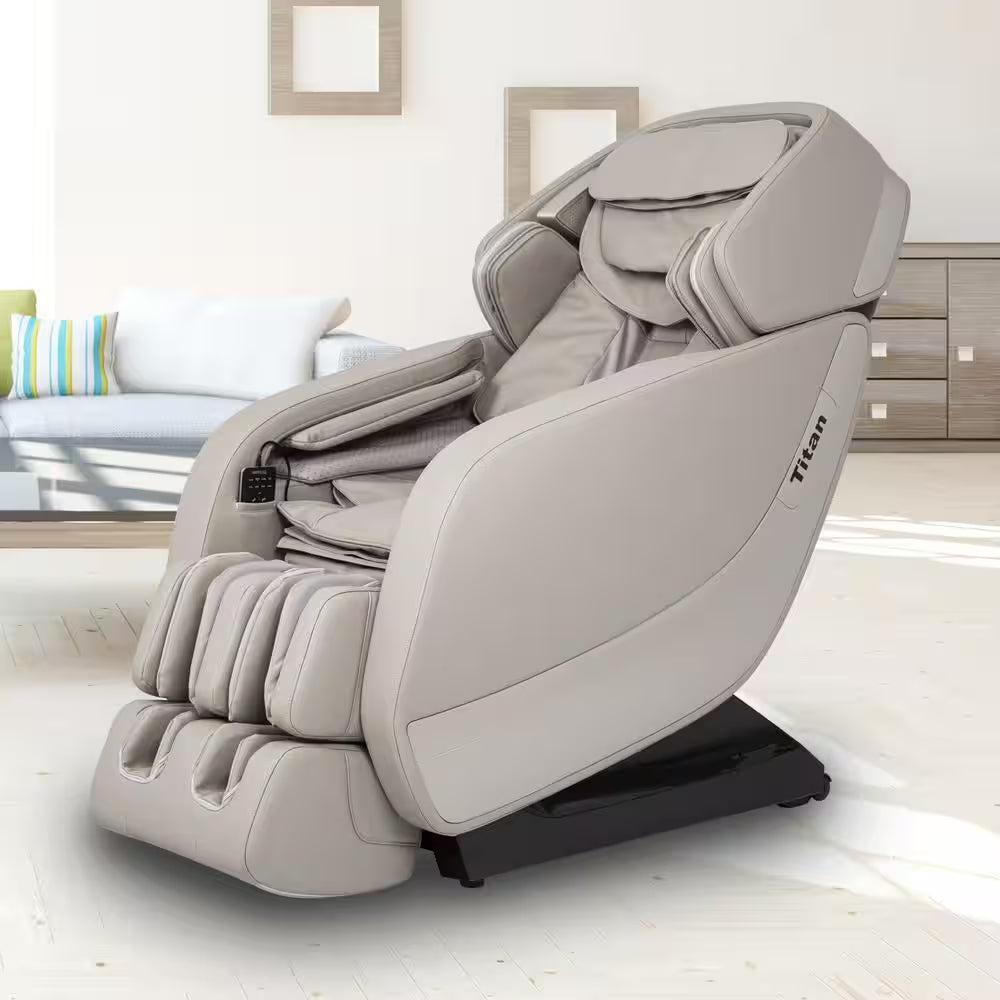 Jupiter XL Series Grey Faux Leather Reclining 3D Massage Chair with 3D L-Track, Bluetooth Speakers, XL Height Capacity