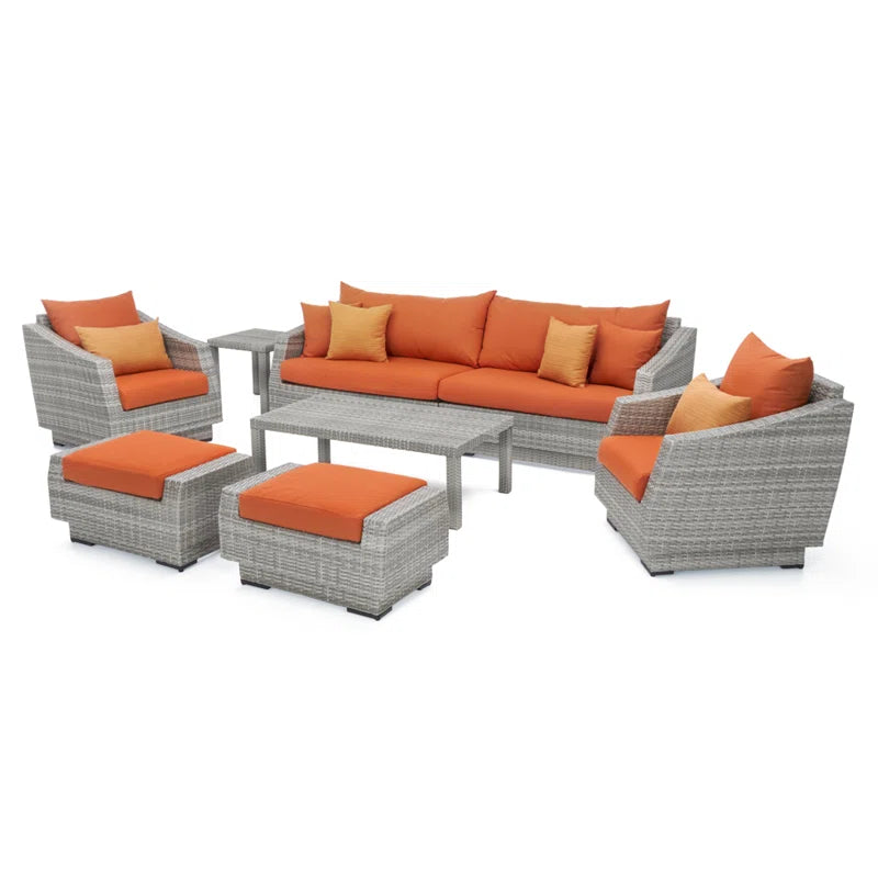 Fionnula 7 Piece Wicker Rattan Sofa Seating Group with Sunbrella Cushions