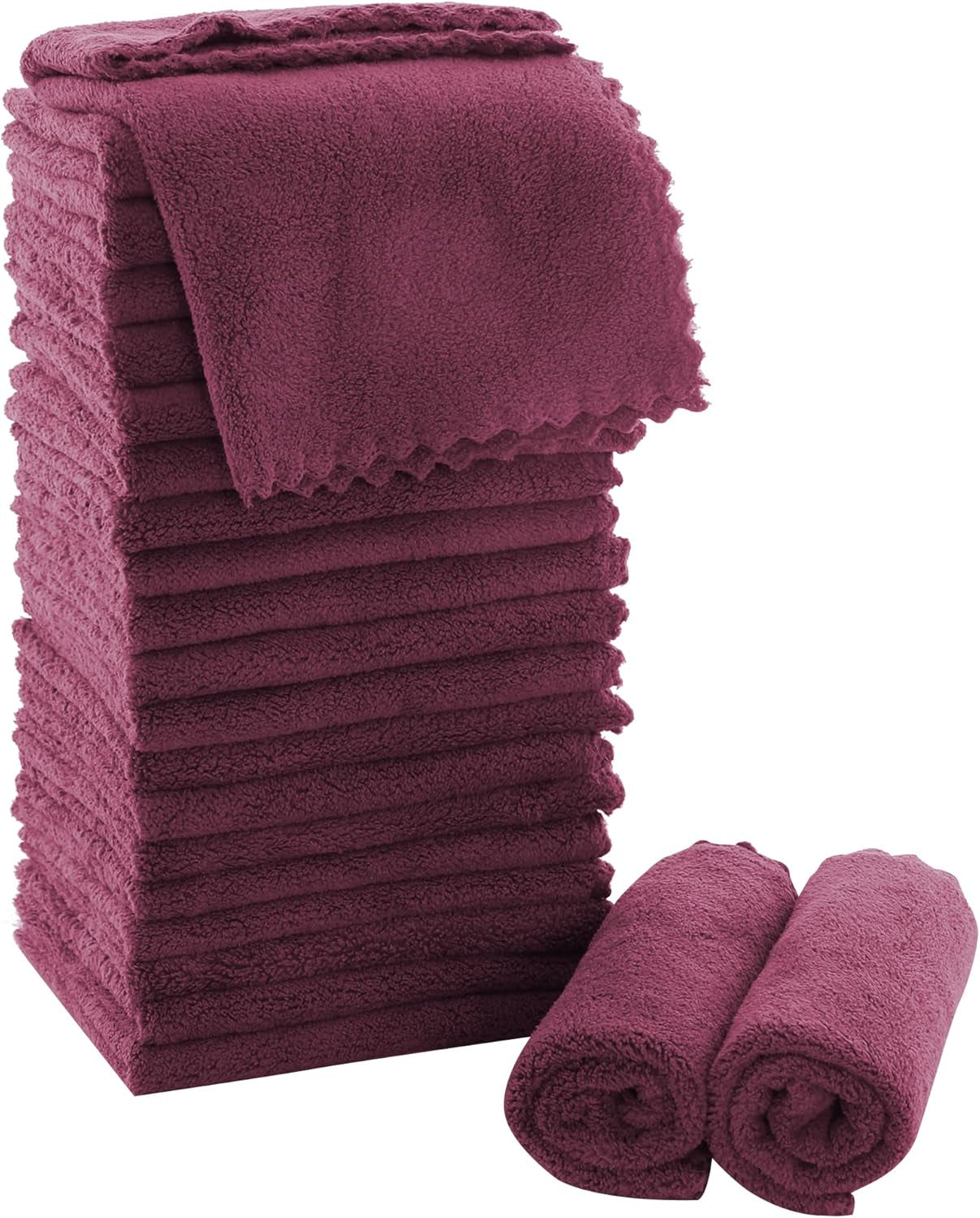 Ultra Soft Premium Washcloths Set - 12 X 12 Inches - 24 Pack - Quick Drying - Highly Absorbent Coral Velvet Bathroom Wash Clothes - Use as Bath, Spa, Facial, Fingertip Towel (Grey)