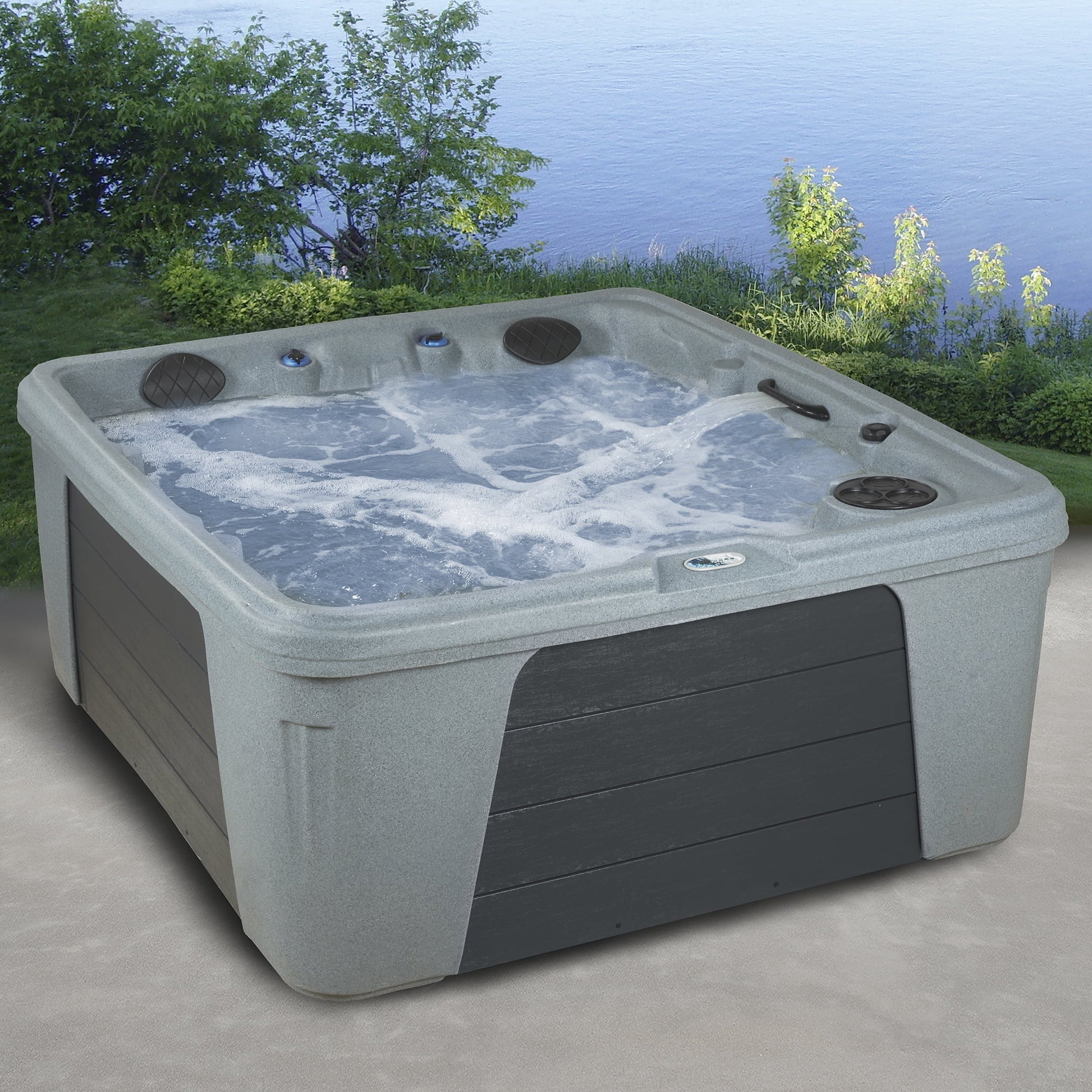 Trend 28-Jets Lounger Hot Tub Seats 5, Plug & Play, Gray, Rectangle, by