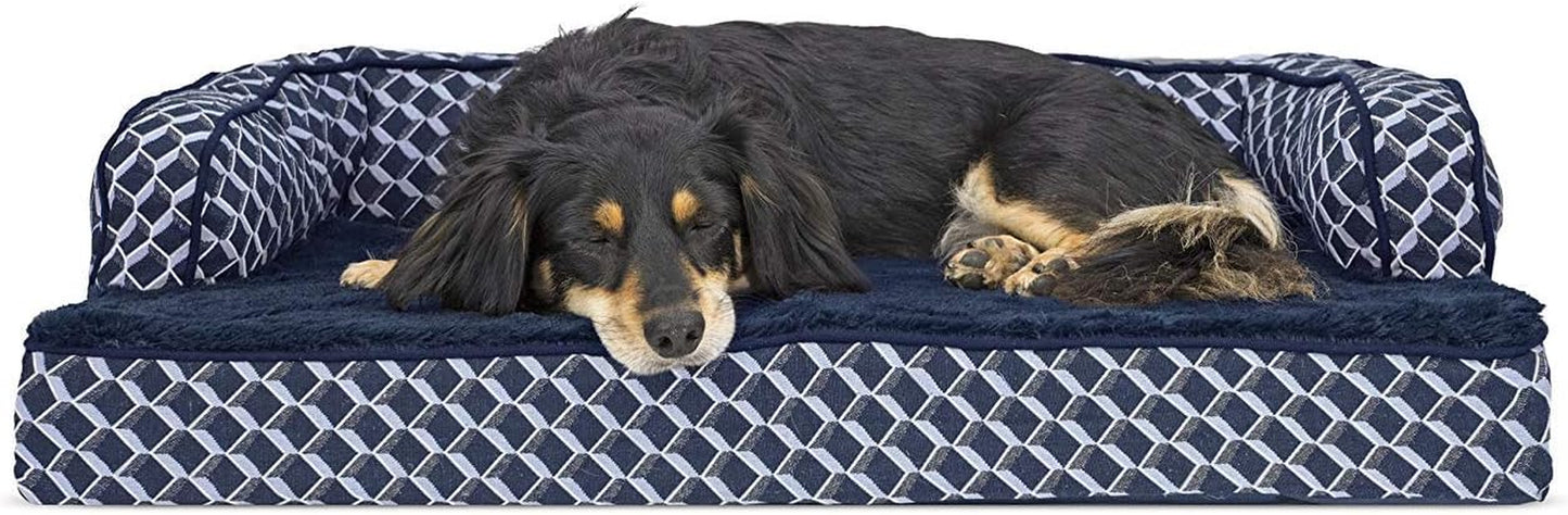 Orthopedic Dog Bed for Large Dogs W/ Removable Bolsters & Washable Cover, for Dogs up to 95 Lbs - Plush & Woven Decor Comfy Couch Sofa - Diamond Brown, Jumbo/Xl
