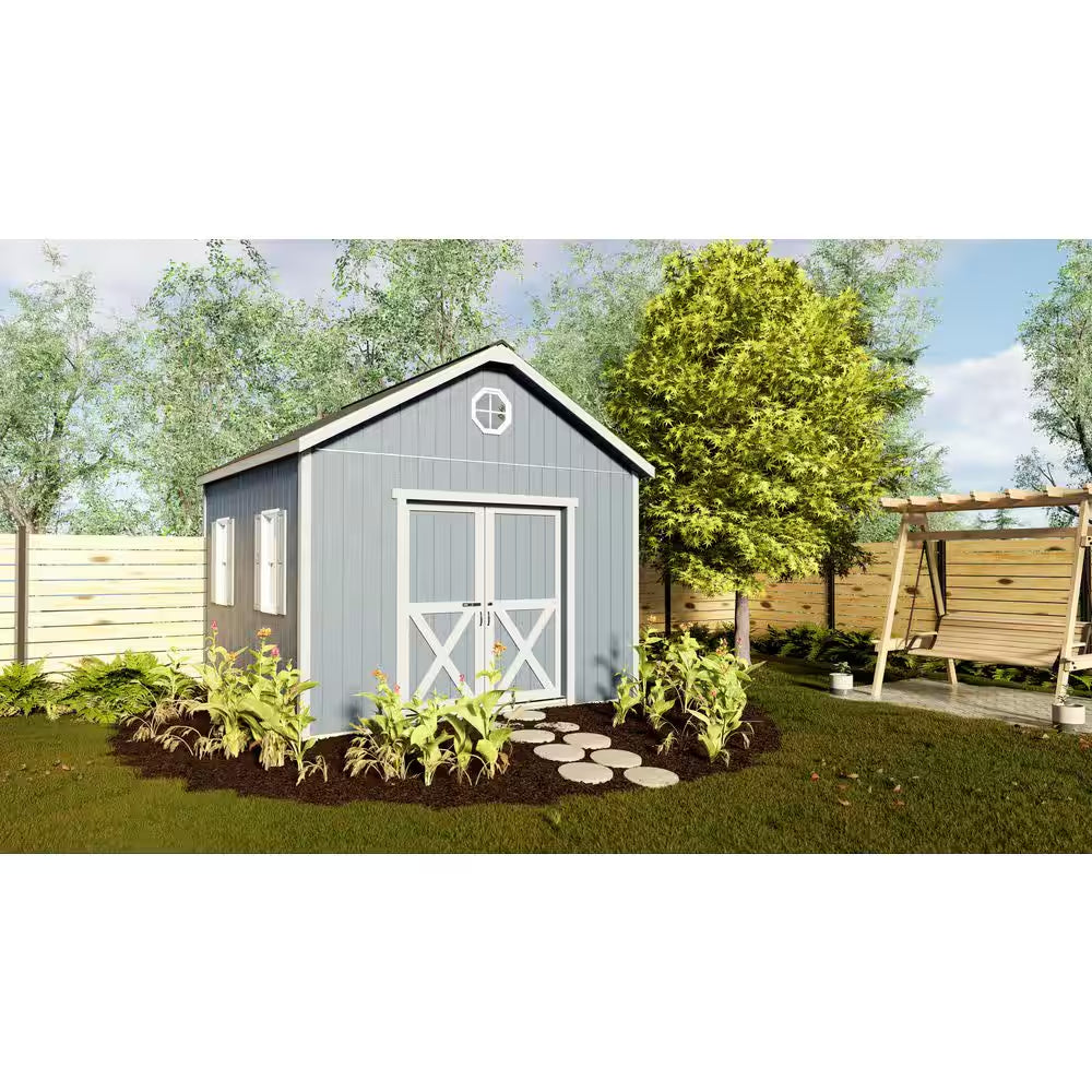Backyard Basecamp 12 Ft. X 12 Ft. Wood Shed Kit with Space-Saving Sliding Doors and Fortressfloor