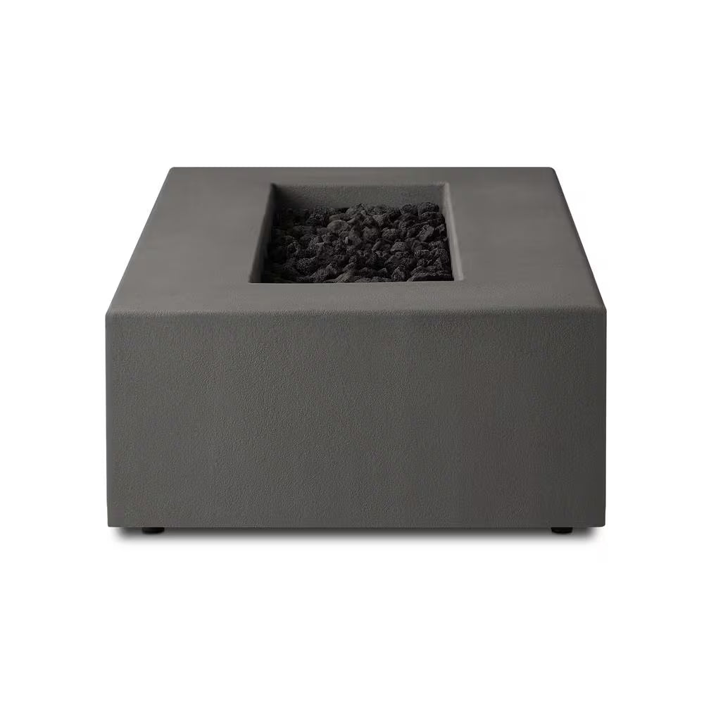Matteau Low 60 In. L X 12 In. H Outdoor Rectangular Concrete Composite Propane Fire Table in Carbon with Vinyl Cover