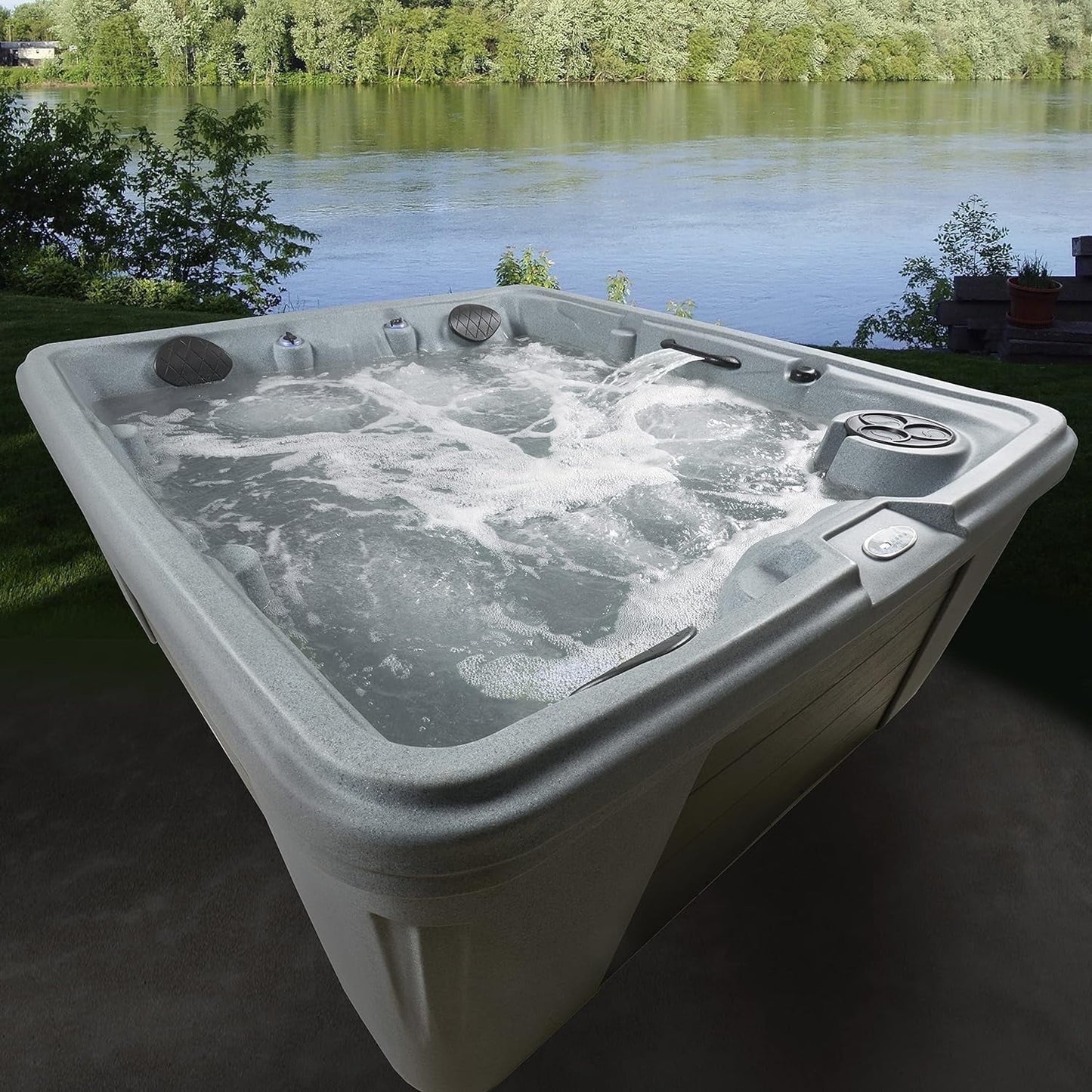 Trend 28-Jets Lounger Hot Tub Seats 5, Plug & Play, Gray, Rectangle, by