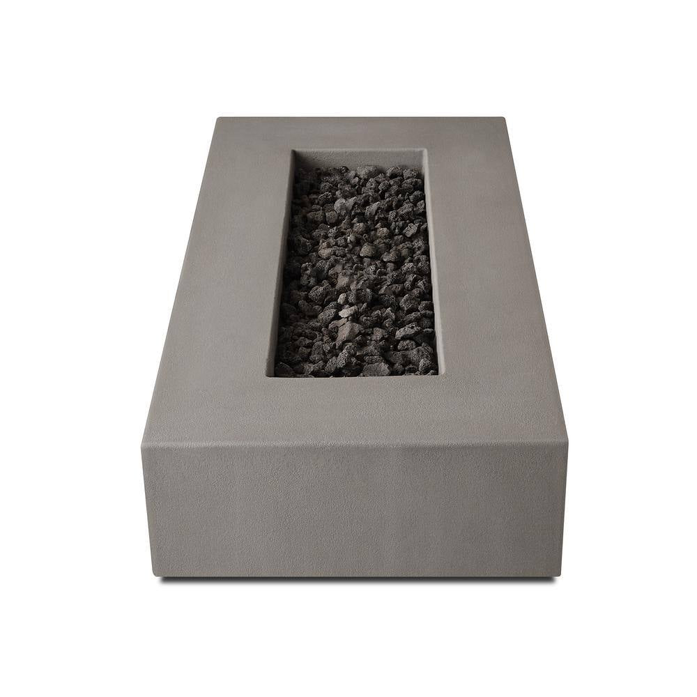 Matteau Low 60 In. L X 12 In. H Outdoor Rectangular Concrete Composite Propane Fire Table in Flint with Vinyl Cover