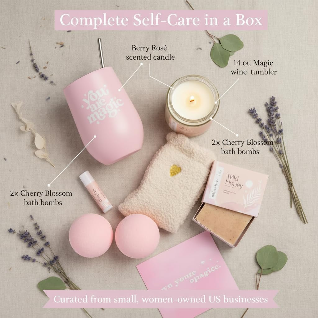 for Women - Birthday Edition | Gift Box for Her | Thinking of You Gift Basket with Mug, Scented Candle, Bath Bombs, Soap + More | Unique Gift Ideas