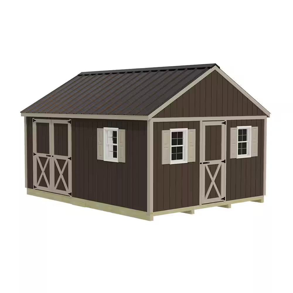 Crafter'S Connection 12 Ft. X 16 Ft. Wood Shed Kit with Spacious Barn Doors and Extra Walk-In Door