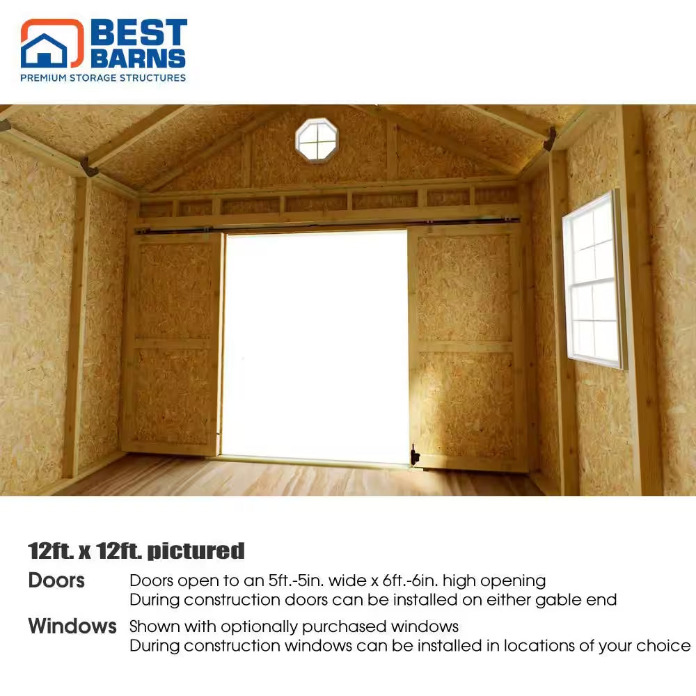 Backyard Basecamp 12 Ft. X 12 Ft. Wood Shed Kit with Space-Saving Sliding Doors and Fortressfloor
