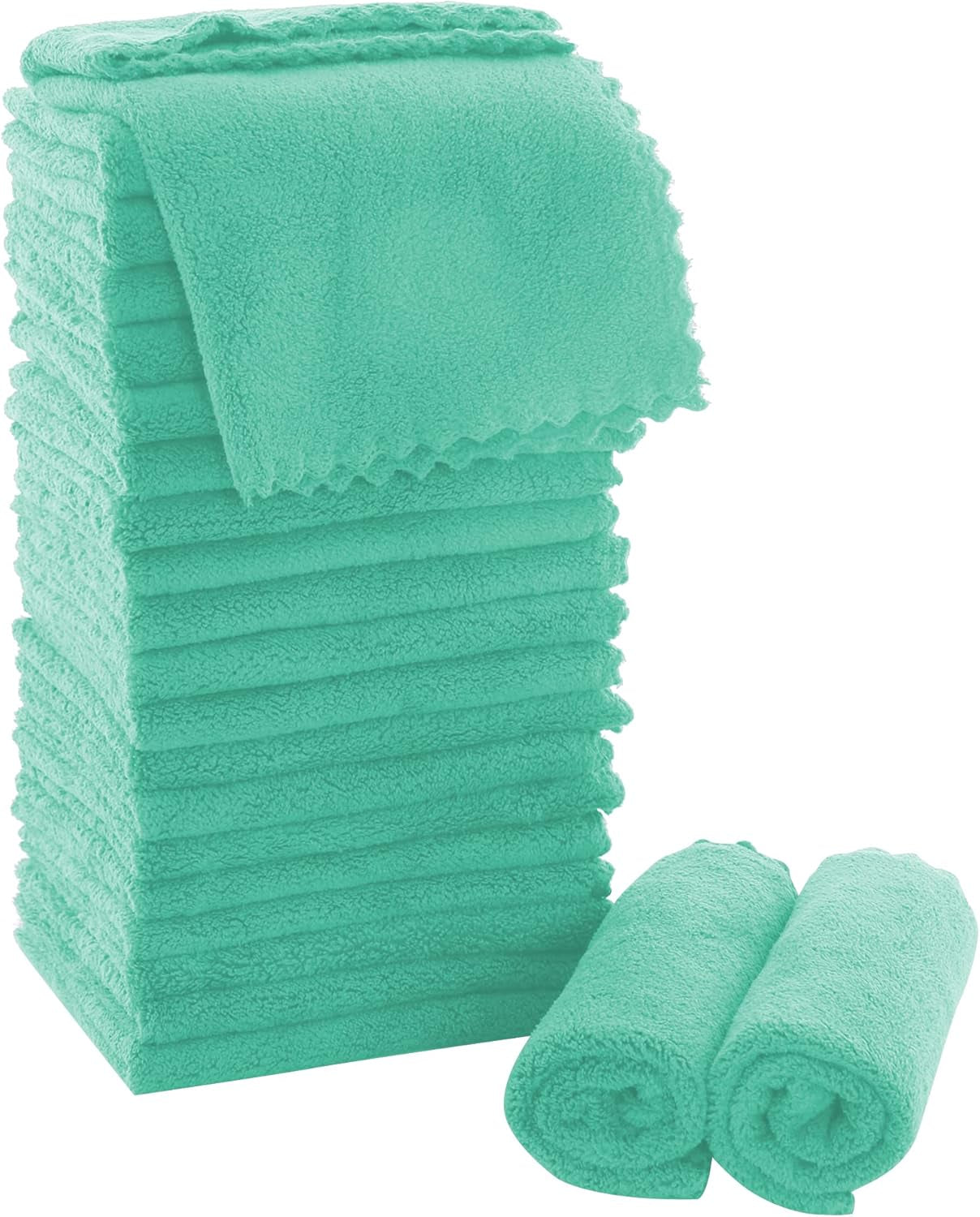Ultra Soft Premium Washcloths Set - 12 X 12 Inches - 24 Pack - Quick Drying - Highly Absorbent Coral Velvet Bathroom Wash Clothes - Use as Bath, Spa, Facial, Fingertip Towel (Grey)