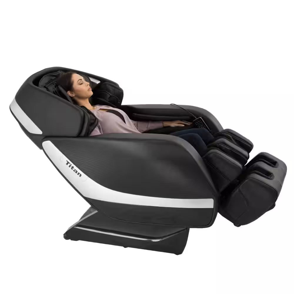Jupiter XL Series Black Faux Leather Reclining 3D Massage Chair with 3D L-Track, Bluetooth Speakers, XL Height Capacity