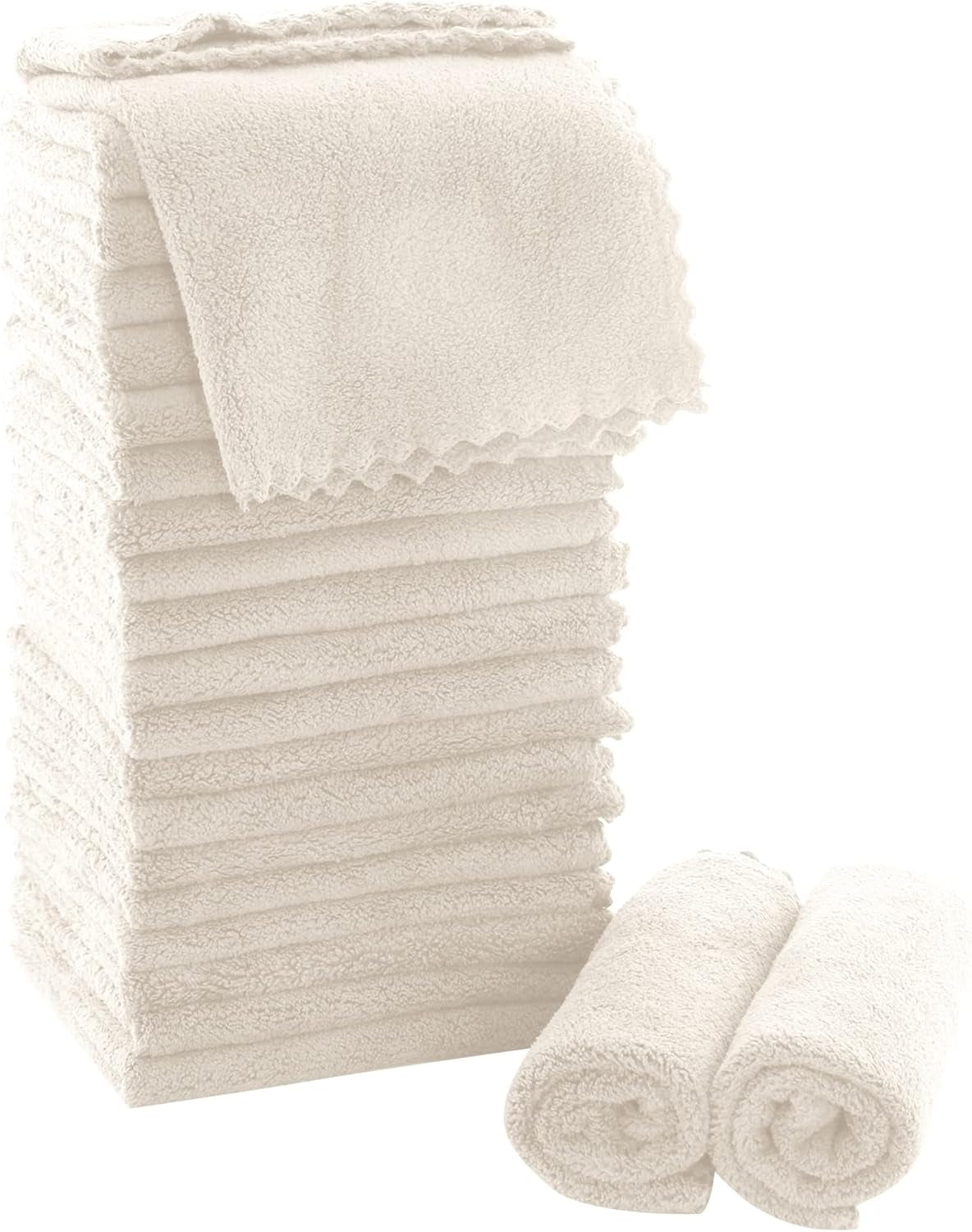 Ultra Soft Premium Washcloths Set - 12 X 12 Inches - 24 Pack - Quick Drying - Highly Absorbent Coral Velvet Bathroom Wash Clothes - Use as Bath, Spa, Facial, Fingertip Towel (Grey)