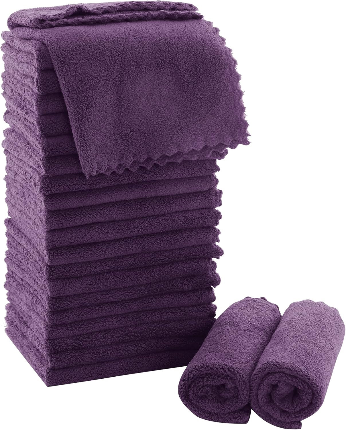 Ultra Soft Premium Washcloths Set - 12 X 12 Inches - 24 Pack - Quick Drying - Highly Absorbent Coral Velvet Bathroom Wash Clothes - Use as Bath, Spa, Facial, Fingertip Towel (Grey)