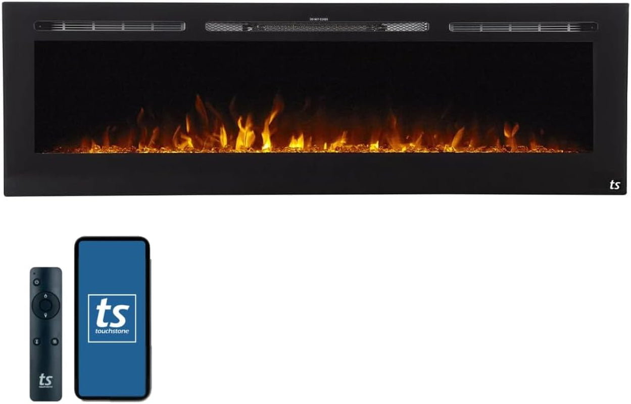 Smart Electric Fireplace-The Sideline 36" Wide-In Wall Recessed - 30 Realistic Ember Color/Flame Options - 1,500W Heater W/Thermostat - Log & Crystal Hearth Options - Alexa/Wifi Enabled